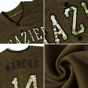 Custom Olive Camo-Black Authentic Salute To Service Baseball Jersey