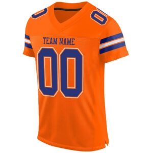 Custom Orange Royal-White Mesh Authentic Football Jersey