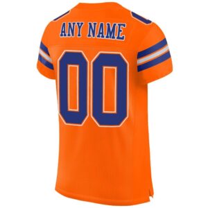 Custom Orange Royal-White Mesh Authentic Football Jersey