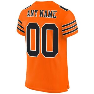 Custom Orange Black-White Mesh Authentic Football Jersey