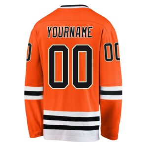 Custom Orange Black-White Hockey Jersey