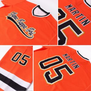 Custom Orange Black-White Hockey Jersey