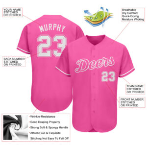 Custom Pink White Authentic Baseball Jersey