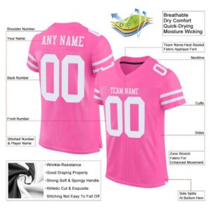 Custom Pink White Mesh Authentic Football Jersey