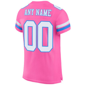 Custom Pink White-Powder Blue Mesh Authentic Football Jersey