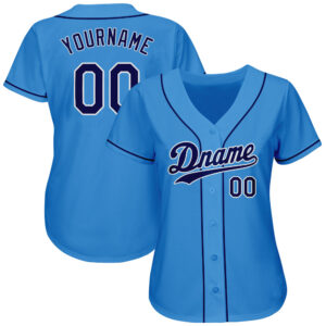 Custom Powder Blue Navy-White Authentic Baseball Jersey