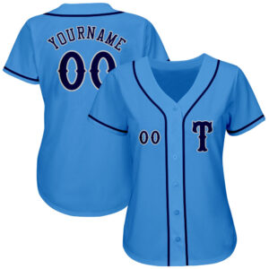 Custom Powder Blue Navy-Gray Authentic Baseball Jersey