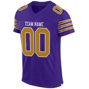 Custom Purple Old Gold-White Mesh Authentic Football Jersey