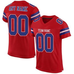 Custom Red Royal-White Mesh Authentic Football Jersey