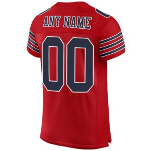 Custom Red Navy-White Mesh Authentic Football Jersey