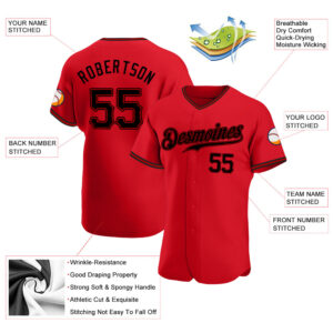 Custom Red Black Authentic Baseball Jersey