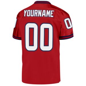 Custom Red White-Navy Mesh Authentic Throwback Football Jersey