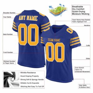 Custom Royal Gold-White Mesh Authentic Football Jersey