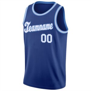 Custom Royal White-Light Blue Round Neck Rib-Knit Basketball Jersey