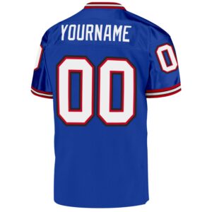 Custom Royal White-Red Mesh Authentic Throwback Football Jersey