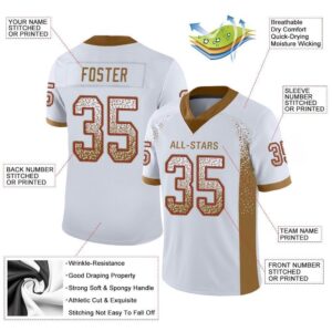 Custom White Old Gold-Red Mesh Drift Fashion Football Jersey