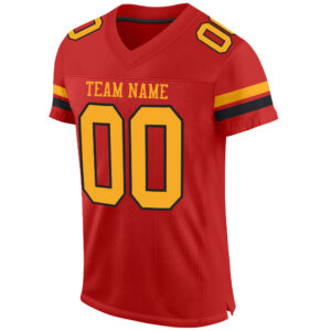 Custom Scarlet Gold-Black Mesh Authentic Football Jersey