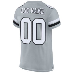 Custom Silver White-Black Mesh Authentic Football Jersey