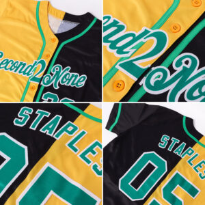 Custom Black Kelly Green-Yellow Authentic Split Fashion Baseball Jersey