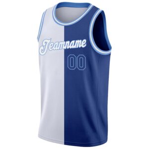 Custom White Royal-Light Blue Authentic Split Fashion Basketball Jersey