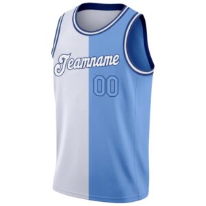 Custom White Light Blue-Royal Authentic Split Fashion Basketball Jersey