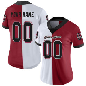 Custom Cardinal Black-White Mesh Split Fashion Football Jersey