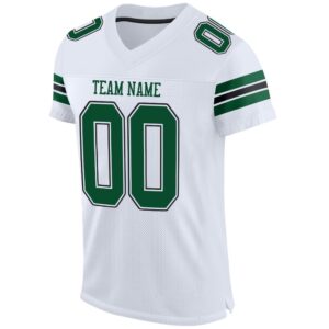 Custom White Gotham Green-Black Mesh Authentic Football Jersey