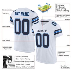 Custom White Navy-Powder Blue Mesh Authentic Football Jersey