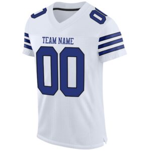 Custom White Royal-Black Mesh Authentic Football Jersey