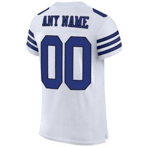 Custom White Royal-Black Mesh Authentic Football Jersey