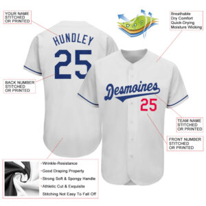 Custom White Royal-Red Authentic Baseball Jersey