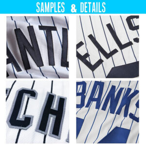 Custom White Navy Pinstripe Navy-Gray Authentic Baseball Jersey