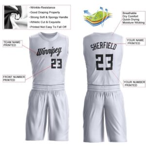 Custom White Black Round Neck Suit Basketball Jersey