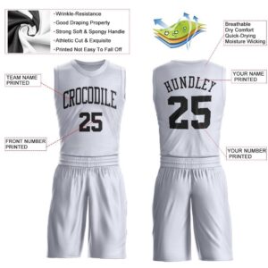 Custom White Black Round Neck Suit Basketball Jersey