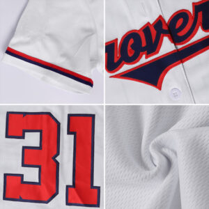 Custom White Red-Navy Authentic Baseball Jersey