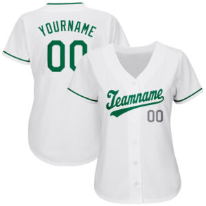 Custom White Kelly Green-Gray Authentic St. Patrick’s Day Baseball Jersey