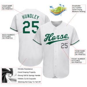 Custom White Kelly Green-Gray Authentic St. Patrick’s Day Baseball Jersey