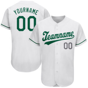 Custom White Kelly Green-Gray Authentic St. Patrick’s Day Baseball Jersey