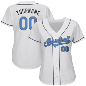 Custom White Light Blue-Steel Gray Authentic Father’s Day Baseball Jersey