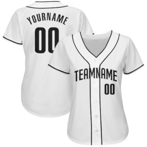 Custom White Black Authentic Baseball Jersey