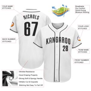 Custom White Black Authentic Baseball Jersey