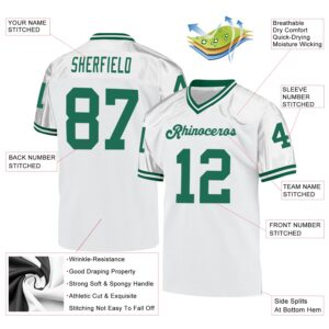 Custom White Kelly Green Mesh Authentic Throwback Football Jersey