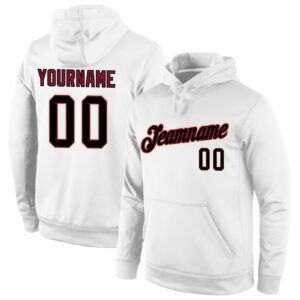 Custom Stitched White Black-Crimson Sports Pullover Sweatshirt Hoodie