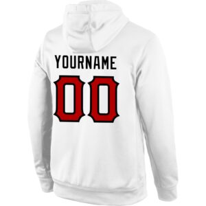 Custom Stitched White Red-Black Sports Pullover Sweatshirt Hoodie