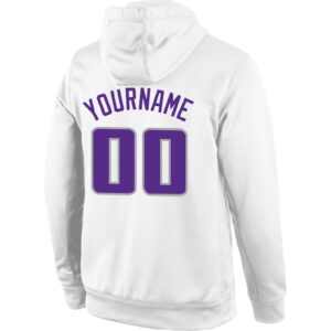 Custom Stitched White Purple-Gray Sports Pullover Sweatshirt Hoodie